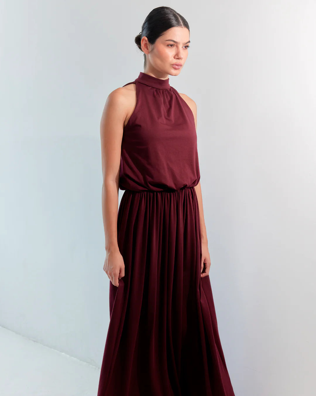 Folded grace dress Wine